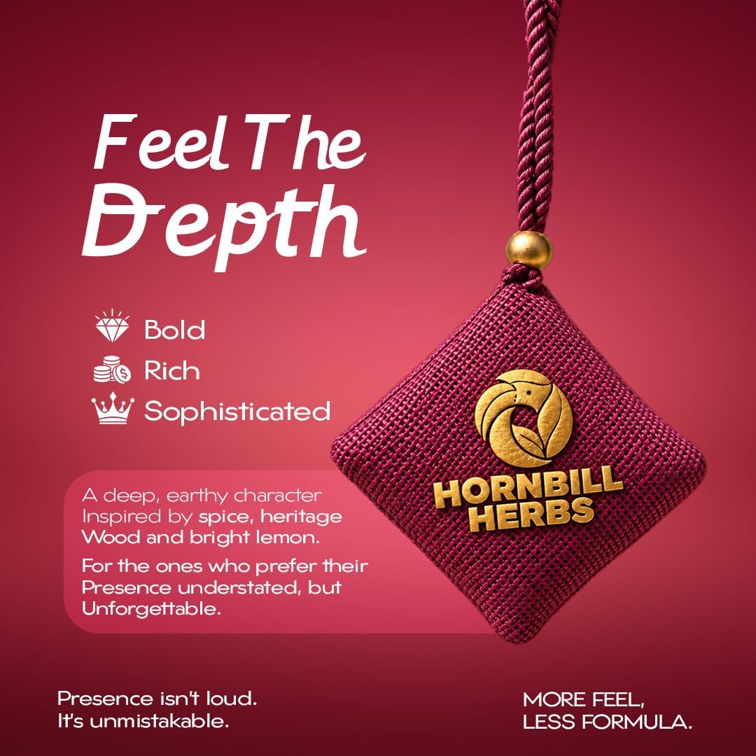 EARTH Chemical-Free Natural Car Fragrance Hanging Pouch – Rich Woody & Spicy Aroma - HORNBILL HERBS