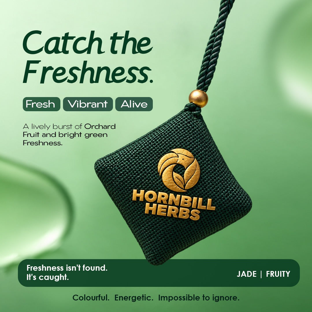 Hornbill Herbs JADE Chemical-Free Natural Car Fragrance Hanging Pouch – Fresh Fruity Aroma