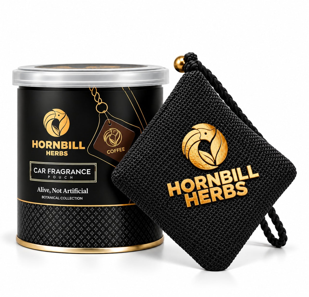 Hornbill Herbs COFFEE Chemical-Free Natural Car Fragrance Hanging Pouch – Rich Roasted Coffee Aroma